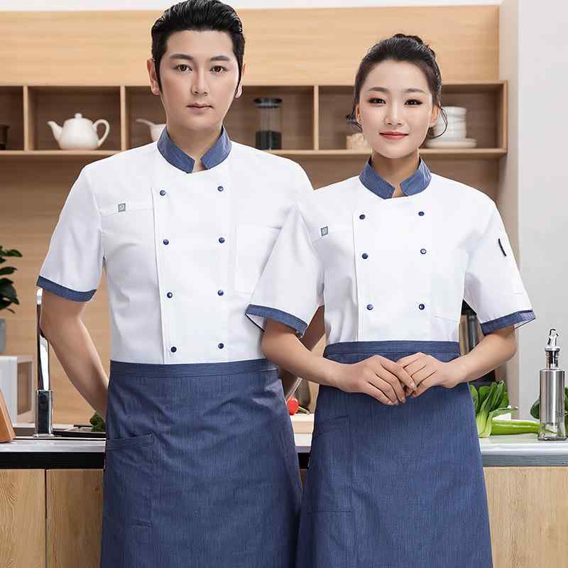 コックコート 男女兼用 半袖 夏用 吸汗速乾 綿混素材 飲食店 厨房 ホテル レストラン ベーカリー 作業着 制服 ユニフォーム 業務用 プロ仕様