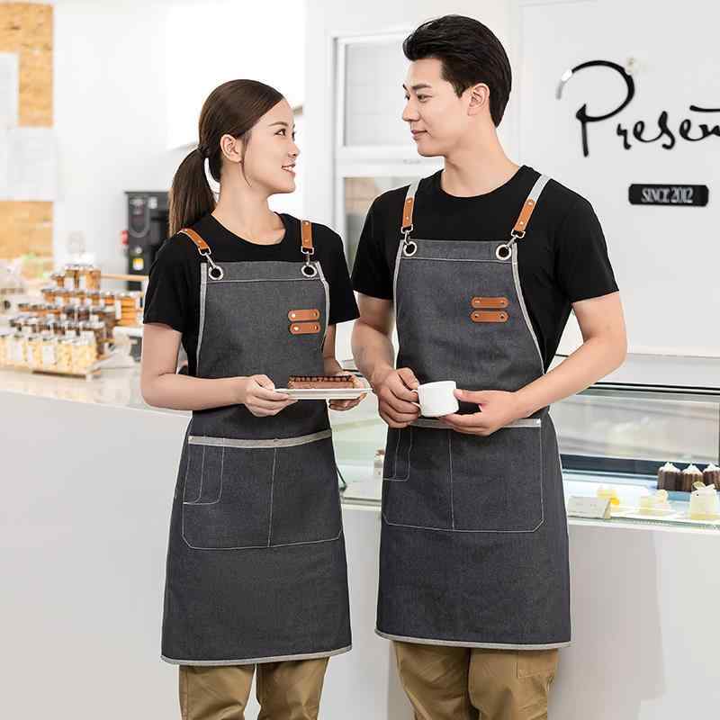 エプロン レディース キャンバス 首掛け 吸湿速乾 綿混 ポリエステル おしゃれ かわいい 韓国風 キッチン 作業用 カフェ 飲食店 制服 ネイルサロン 美容院 オールシーズン