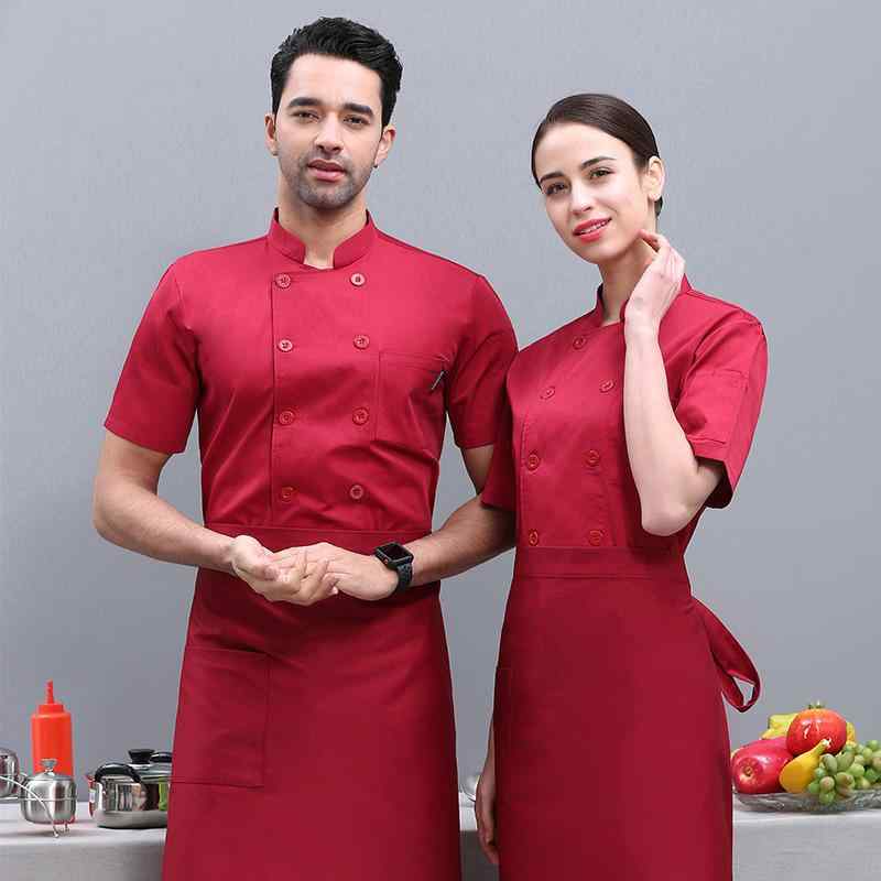 コックコート レディース メンズ 男女兼用 半袖 春夏 薄手 吸湿速乾 通気性 綿混 ポリエステル 厨房 レストラン ホテル 飲食店 調理服 業務用