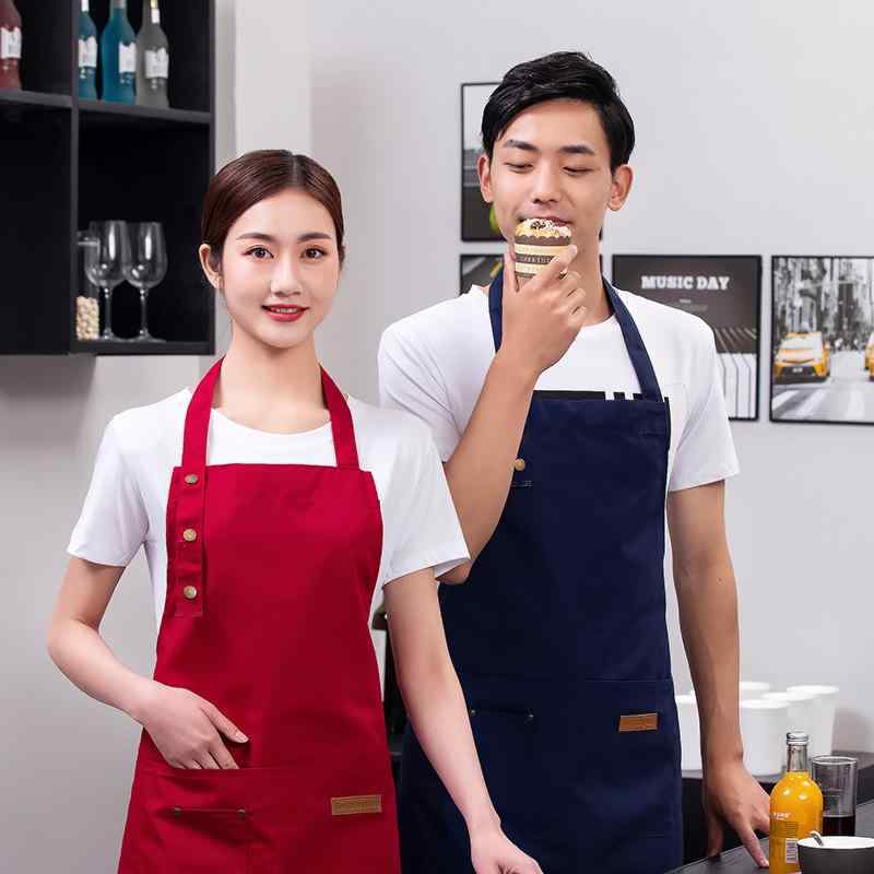 エプロン 男女兼用 大人用 首掛けタイプ 業務用キッチン カフェ 飲食店 シェフ 料理 吸汗速乾 おしゃれ 綿混 ポリエステル 春夏