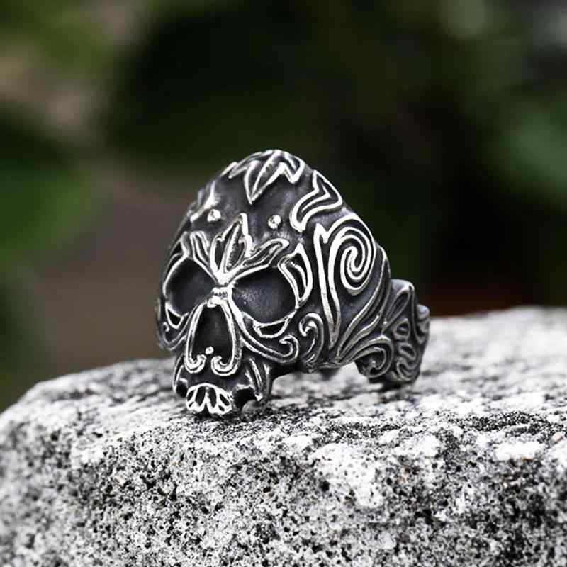 指輪 メンズ 欧米風 個性的 彫刻 スカル ヒップホップ レトロ インデックスリング 合金 電気メッキ加工 サイズ調整可能