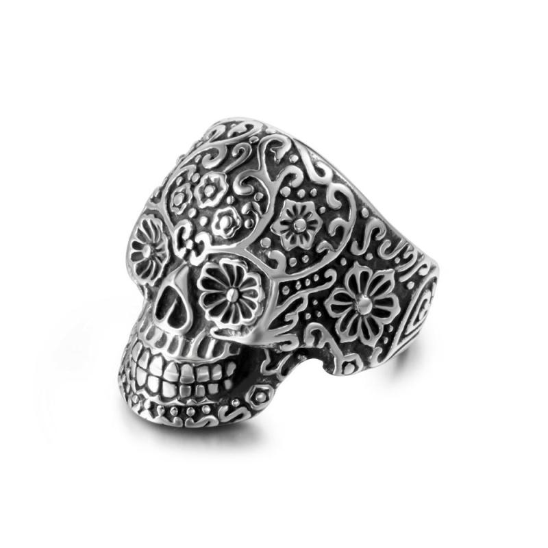 指輪 メンズ リング チタン鋼製 耐久性 ヴァンパイア スカル ゴシック ロック パンク 個性的 クール ファッション レトロ ストリート