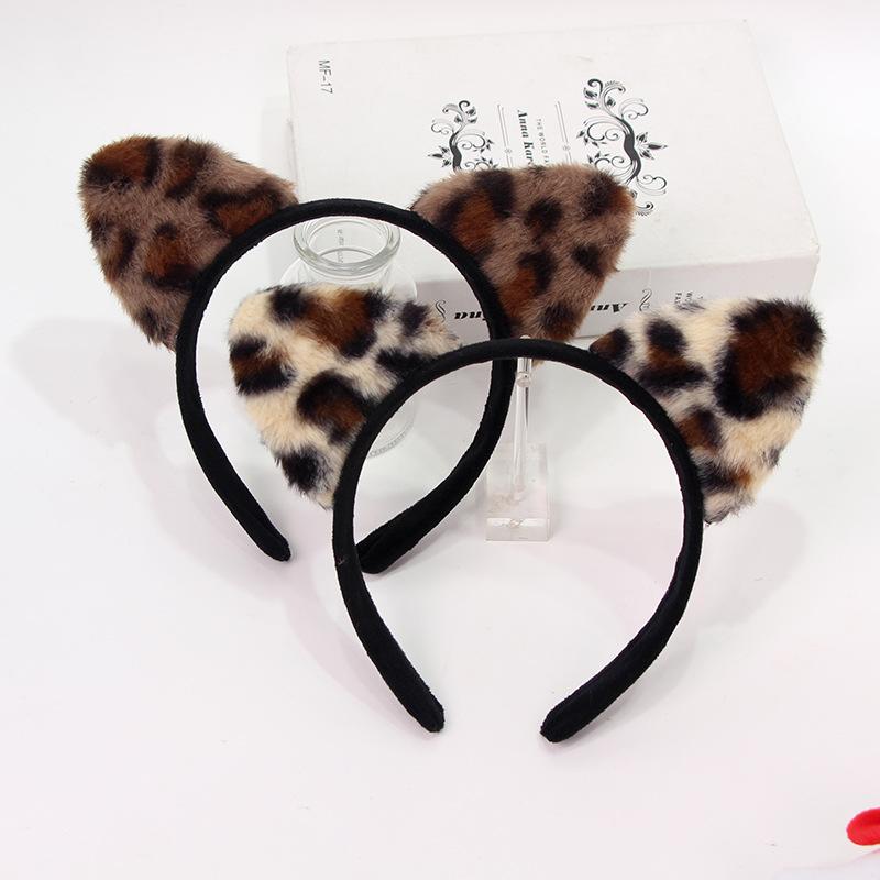 ヘアアクセサリー レディース ヒョウ柄 猫耳 カチューシャ ヘアバンド かわいい 超キュート コスプレ イベント パーティー 仮装 洗顔用 獣耳 布製