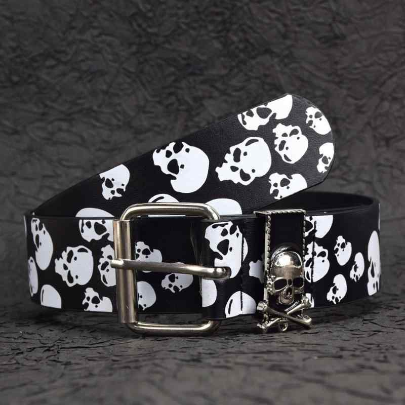 ベルト ユニセックス ハロウィン スカル ドクロ PUレザー シンプル カジュアル おしゃれ どんな服装にも合う 電気メッキ加工 高級感(x2)