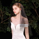 ウェディングベール レディース ブライダル ブラック 2層 レース シンプル 結婚式 挙式 前撮り 後撮り セルフフォト パーティー 披露宴 ヘッドドレス(x2...