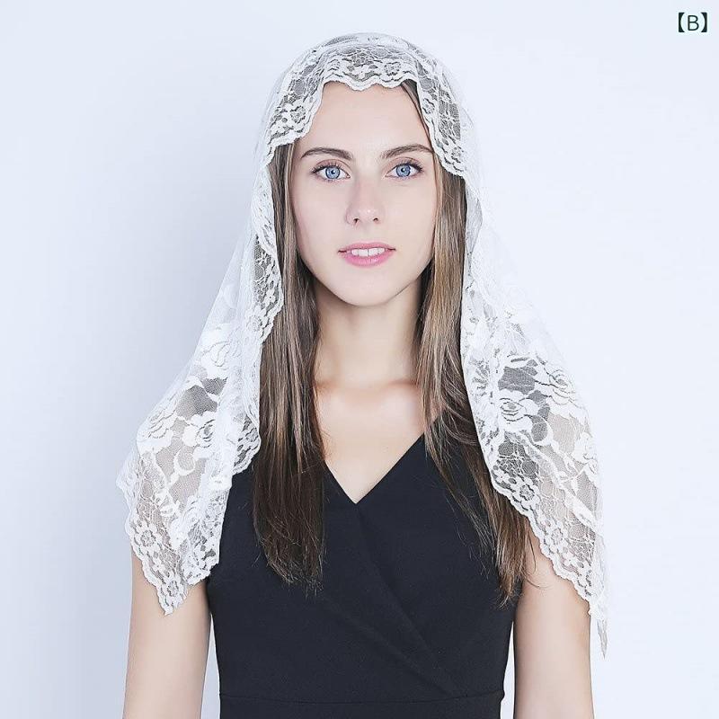 モズラボのウェディングベール レディース レース レトロ風 花柄刺繍 エレガント ブライダル 結婚式 二次会 パーティー ショールタイプ ブラック オフホワイト(x2)｜アングル3
