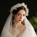 ウェディングベール 花嫁 レディース 帽子風 オフホワイト レース シングル ソフトチュール エレガント 欧米風 フラワーモチーフ 結婚式 前撮り ブライダル(...