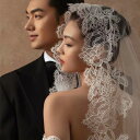 ベール レディース 高級感 レース花柄 ロングトレーン 結婚式 披露宴 前撮り 後撮り フォトウェディング ブライダル 花嫁 透け感 薄手 ネット素材 ホワイト