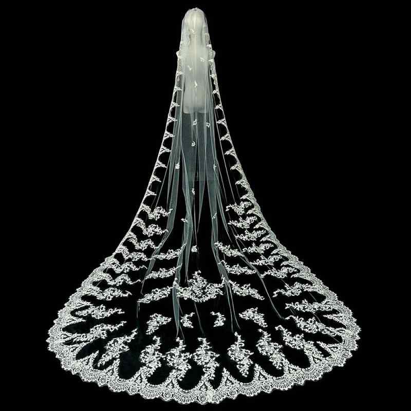 ウェディングベール レディース 結婚式 挙式 花嫁用 エレガント 上品 ナチュラル 花柄 レース縁取り ロ..