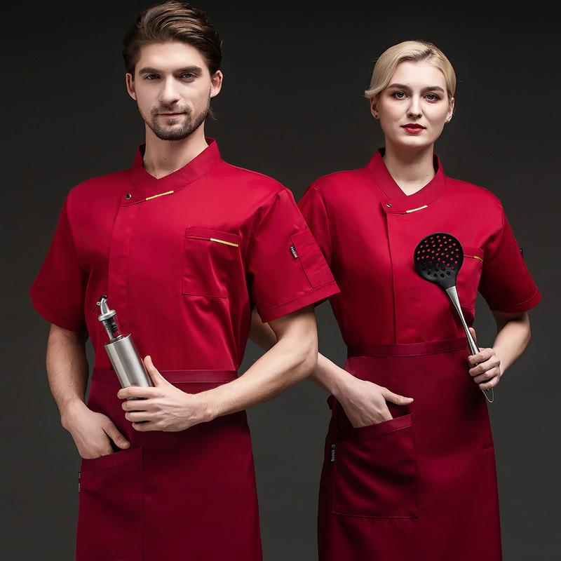 コックコート 男女兼用 吸汗速乾 半袖 シェフ服 料理人 調理服 飲食店 レストラン ホテル 厨房 作業着 ポリエステル綿混 通気性 春夏 大きいサイズ