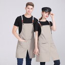 エプロン 男女兼用 首掛け おしゃれ シンプル キャンバス 吸汗速乾 綿混 ポリエステル カフェ 喫茶店 作業用 業務用 制服 ユニフォーム ガーデニング DIY 料理教室 春夏 フリーサイズ