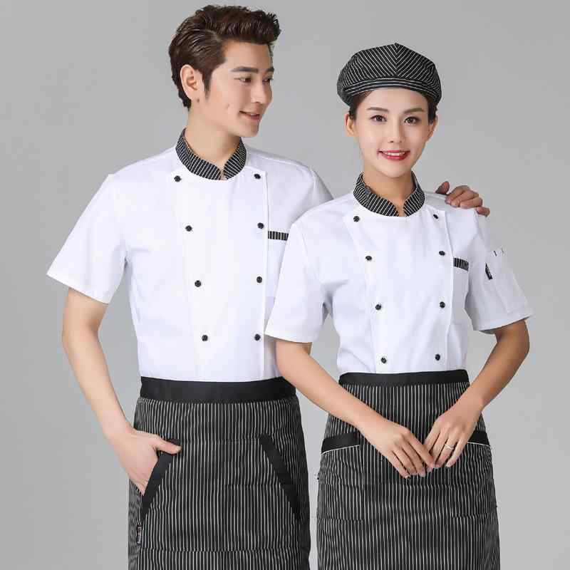 コックコート レディース 半袖 吸汗速乾 春夏 綿混 カフェ レストラン 厨房 飲食店 ホテル ケーキ店 ベーカリー パティシエ 調理服 ユニフォーム 作業着