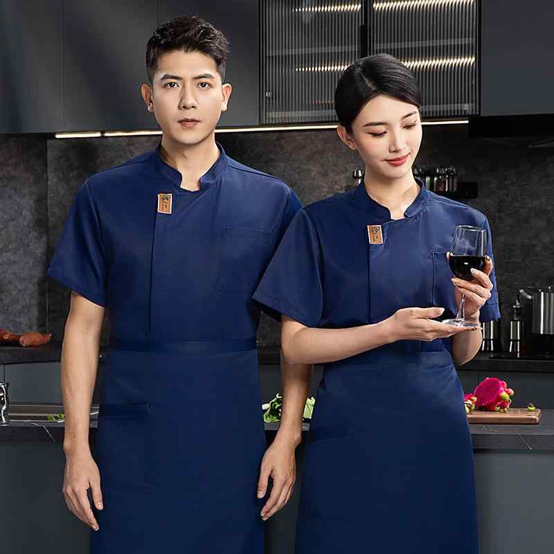 コック服 男女兼用 吸汗速乾 通気性 半袖 ホテル レストラン 厨房 調理用 シェフ 作業着 ユニフォーム ケーキ職人 パティシエ 食堂 綿混素材 春夏