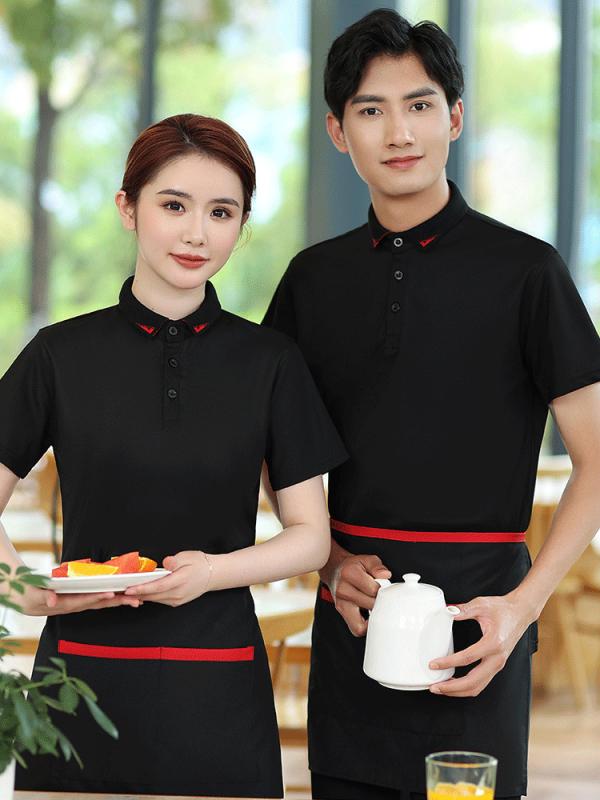 Tシャツ メンズ 吸汗速乾 飲食店 業務用 半袖 ユニフォーム 作業服 レストラン ホテル 春夏 綿混 ポリエステル ネイビー ブラック レッド グレー ベージュ ダークグリーン