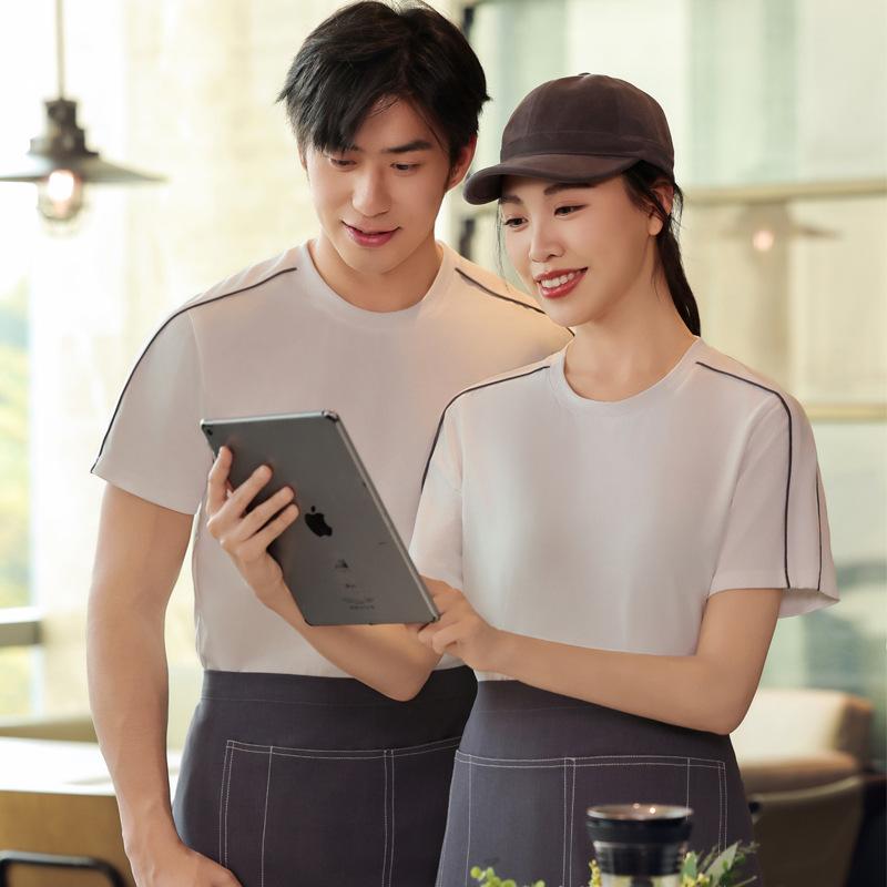 ユニフォーム メンズ 吸湿速乾 半袖 夏用 綿混素材 サービススタッフ 接客 飲食店 ホテル レストラン カフェ 制服 作業服 ホールスタッフ用 トップス