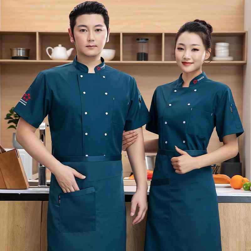 コックコート メンズ 半袖 吸汗速乾 厨房服 ホテル レストラン 飲食店 業務用 ユニフォーム 調理服 制服 作業服 綿混素材 快適 動きやすい 耐久性 春夏