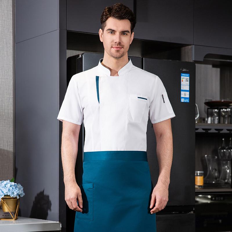 コックコート メンズ 半袖 春夏 吸汗速乾 綿混 ホテル レストラン 飲食店 厨房 調理服 業務用 ユニフォーム