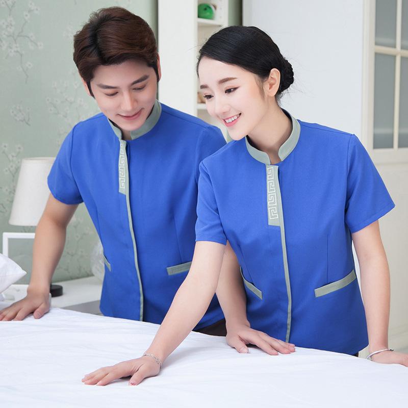 作業服 男女兼用 メンズ レディース 半袖 吸汗速乾 ホテル 飲食店 清掃スタッフ 制服 宿泊施設 客室業務向け ポリエステル素材 ゆったり 大きいサイズ対応 春夏用
