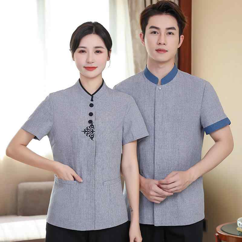 清掃作業服 レディース 女性用 吸汗速乾 通気性抜群 薄手 半袖 春夏 快適 綿混 ポリエステル混 病院 介護施設 医療現場 清掃スタッフ ワークウェア ユニフォーム 上衣