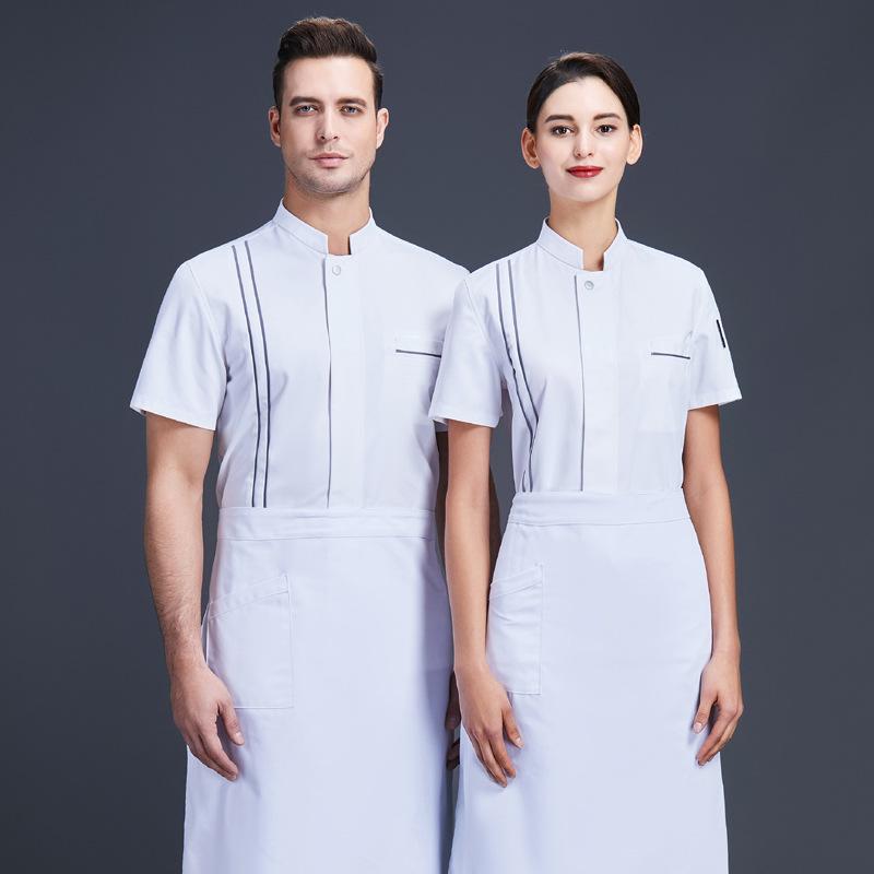 コックコート メンズ 半袖 吸汗速乾 通気性 春夏 白 ポリエステル混紡 飲食店 厨房 ホテル レストラン 調理用 製菓 シェフ ユニフォーム 作業服