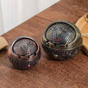 灰皿 レトロ エジプト ファラオ モチーフ 高級感 蓋付き 耐熱 断熱設計 透かし彫り アルミ合金製 家庭用 卓上 インテリア おしゃれ ユニークなデザイン オ...