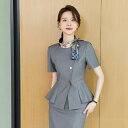 スーツセットアップ レディース 半袖 ジャケット スカート ビジネス オフィス 制服 上品 高級感 通勤 春夏 スリムフィット ノーアイロン ストレッチ素材 シングルブレスト