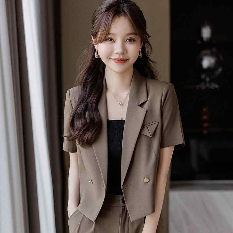 セットアップ レディース 春夏 半袖 ショート丈 ノーアイロン加工 高級感 エレガント 韓国風 オフィス..