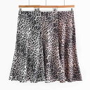 スカート レディース フレンチ ヒョウ柄 アセテートサテン 体型カバー ドレープ感 切り替え マーメイドロングスカート 通勤 オフィス 上品 スリム(x2)