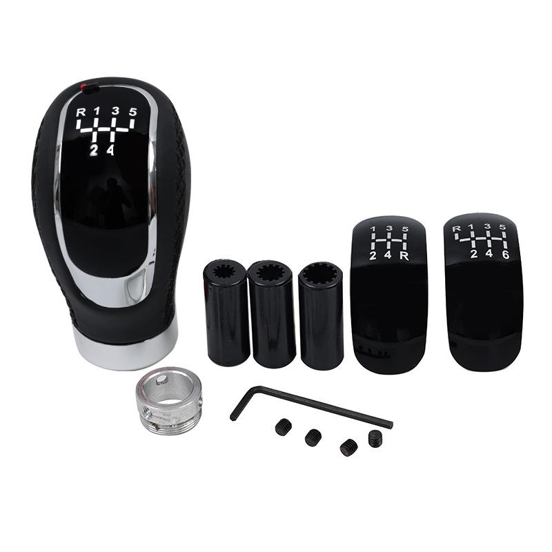 シフトノブ MT車 汎用 高品質 レザー シフトレバーノブ 交換用 マニュアル車用 レッドステッチ 握りや..