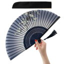扇子 レディース 女性用 携帯用 軽量 コンパクト 新中華風 桜柄 タッセル付き 絹製 手作り 漢服 チャイナドレス 和装小物 折りたたみ 竹製 漆塗り扇(4)