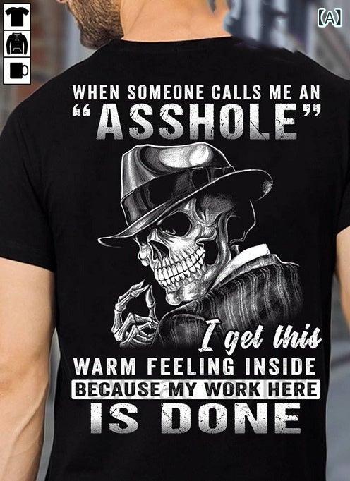 Tシャツ ユニセックス 欧米風 スカル ロゴ 半袖 オーバーサイズ カジュアル ストリート ベーシック 再生繊維 ポリエステル ブラック バックプリント オールシーズン(x2)