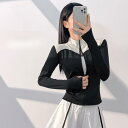 ヨガウェア レディース UVカット 高伸縮 着痩せ効果 コンプレッション ジップアップジャケット カラースイッチ 長袖 ランニング トレーニング フィットネス 春夏秋