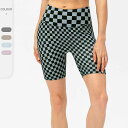 ショートパンツ レディース 春夏 チェック柄 高伸縮 ストレスフリー ハイウエスト ヨガ ランニング フィットネス ダンス スポーツ タイツ(x2)