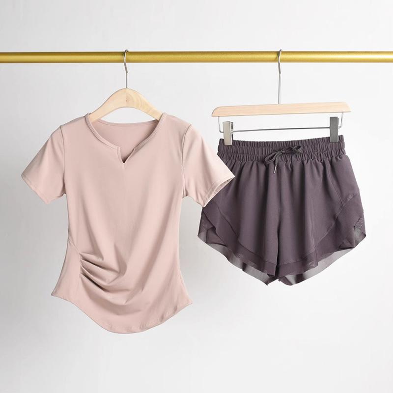 ヨガウェア レディース 速乾 通気性 ストレッチ 半袖 Tシャツ トレーニング ランニング フィットネス スポーツウェア 上下セット 春夏