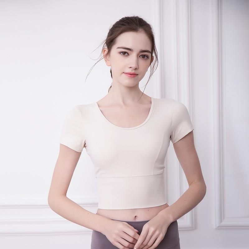 ヨガウェア レディース ヌード感覚 カップ付き 半袖 超伸縮 高通気 吸汗速乾 ピラティス ランニング フ..