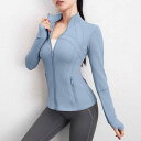 ヨガウェア レディース 吸汗速乾 ストレッチ 素肌感覚 ジップアップ 長袖 着痩せ ランニング フィットネス トレーニングジャケット 春夏(x2)