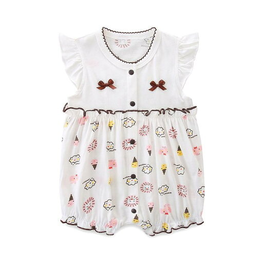 ロンパース ベビー 女の子 新生児 0歳 1歳 薄手 綿100% 夏用 ノースリーブ プリンセス風 前開き スナップボタン ショート丈 カバーオール 外出着(x5) ロンパース ベビー 女の子 新生児 0歳 1歳 薄手 綿100% 夏用 ノースリーブ プリンセス風 前開き スナップボタン ショート丈 カバーオール 外出着(x5)