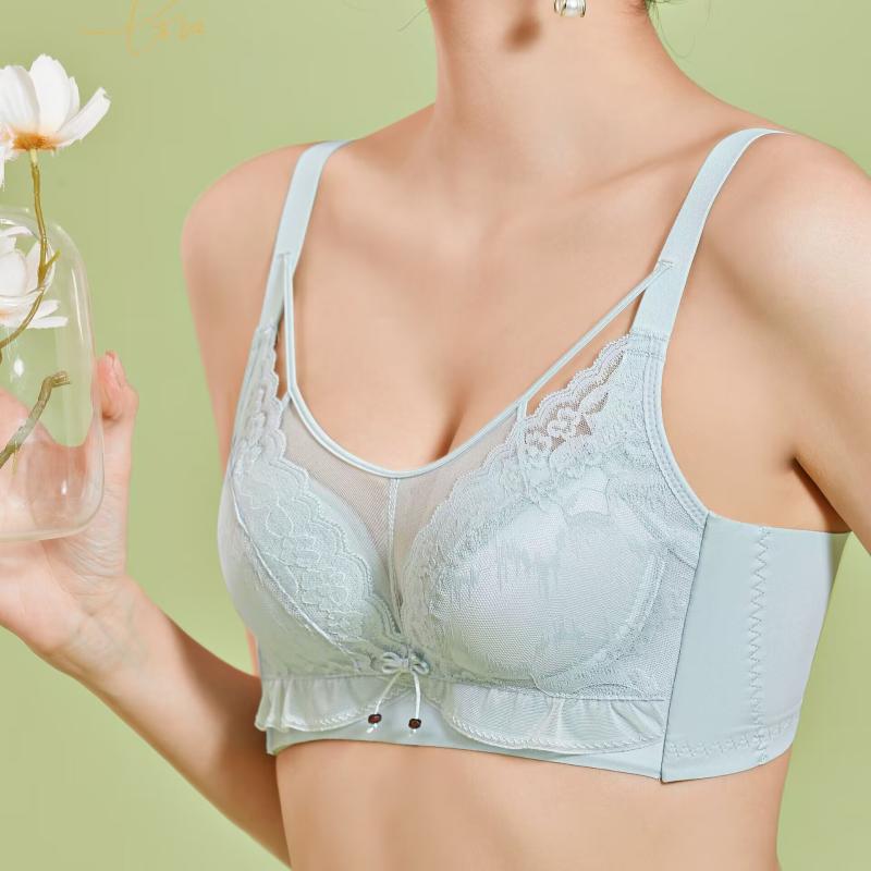 ブラ レディース ノンワイヤー 谷間メイク 小胸さん向け ABカップ 3/4カップ 中厚パッド 固定ストラップ 3段階ホック 夏用 シンプル カジュアル ナイロン スパンデックス 黒 水色 シャンパン ピンク