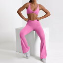 ヨガウェア レディース ノンストレス スポーツブラ と ヨガパンツ セット 胸パッド付き ハイウエスト ヒップアップ 無地 ストレッチ 吸汗速乾 フィットネスウェア