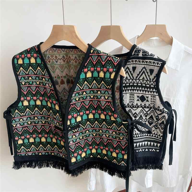 ショール レディース 民族風 エスニック フリンジ 付け襟 フェイクカラー ベスト風 ジレ 肩掛け ストー..