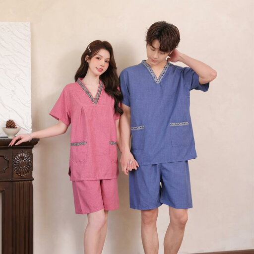 サウナスーツ 男女兼用 メンズ レディース ゆったり 大きいサイズ 綿混素材 半袖 ショートパンツ 上下セット SPA マッサージ 汗蒸 温泉 岩盤浴 リラックス ルームウェア 業務用 サウナスーツ 男女兼用 メンズ レディース ゆったり 大きいサイズ 綿混素材 半袖 ショートパンツ 上下セット SPA マッサージ 汗蒸 温泉 岩盤浴 リラックス ルームウェア 業務用