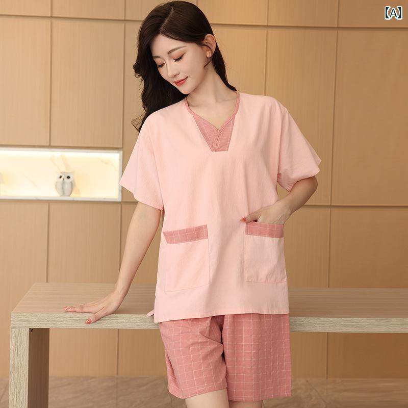 ルームウェア ペア サウナ 岩盤浴 部屋着 パジャマ 吸汗速乾 コットン 半袖 ショートパンツ 大きいサイズ ゆったり チェック柄 春夏