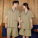 サウナウェア レディース メンズ ゆったり 大きいサイズ 快適な着心地 高級感 ホテル 温泉 リラックス バスローブ ルームウェア パジャマ 汗蒸し 岩盤浴 綿混 半袖 ショートパンツ(x5)