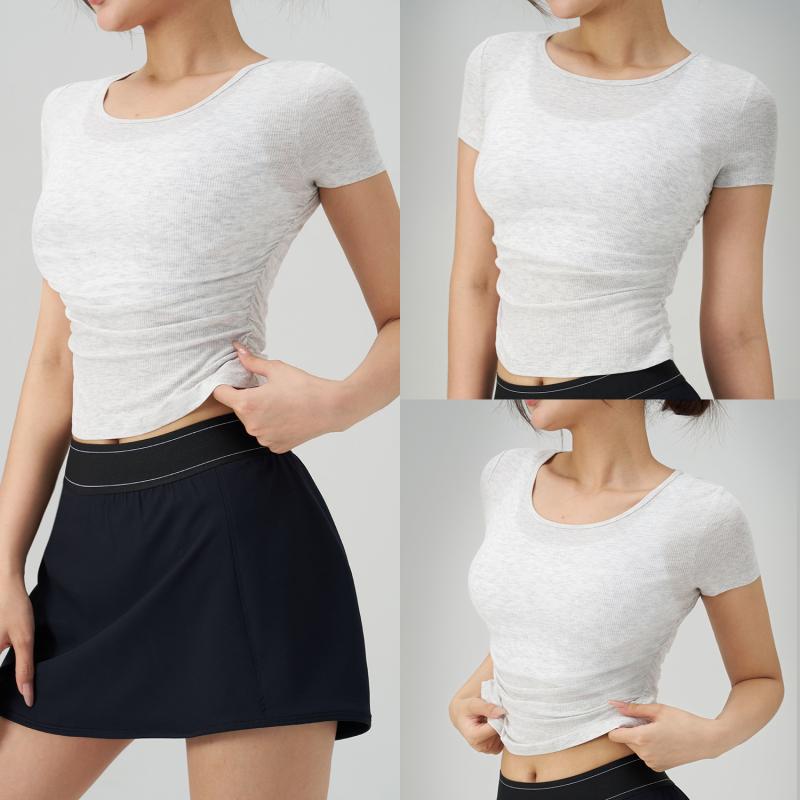 Tシャツ レディース 速乾 通気性 薄手 ウエストシェイプ スリムフィット 半袖 ヨガ フィットネス ラン..