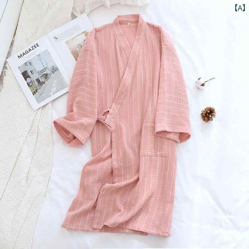 パジャマ レディース メンズ 男女兼用 和風 綿100% ガーゼ 薄手 軽量 吸湿性 通気性 ルームウェア 浴衣 バスローブ ガウン ネグリジェ サウナウェア オールシーズン対応(x2)