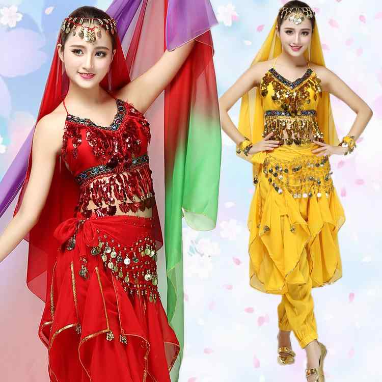 ベリーダンス 衣装 レディース スパンコール シェルブラ フレアパンツ セット インドダンス 発表会 舞台 練習着 シフォン ポリエステル 多色展開 オールシー...