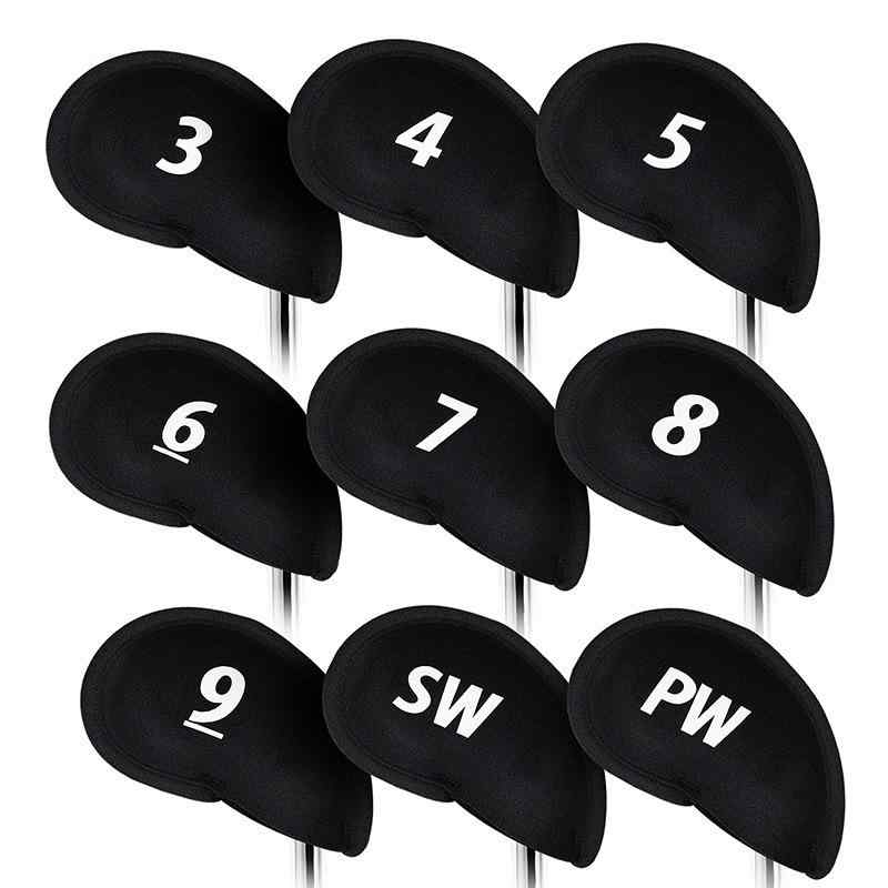 ゴルフ アイアンカバー 潜水素材 9個セット 衝撃吸収 厚手 軽量 撥水加工 番手付き 脱着簡単 クラブ保..