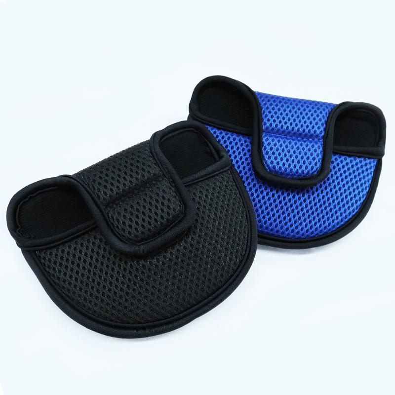 ゴルフ パターカバー マレット型 ナイロン メッシュ 軽量 耐久性 傷防止 ブルー ブラック ゴルフクラブ..