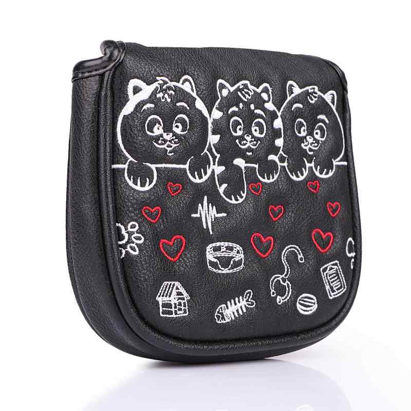 ゴルフ パターカバー かわいい 猫 キャラクター 刺繍デザイン マグネット式開閉 厚手クッション入り 耐..