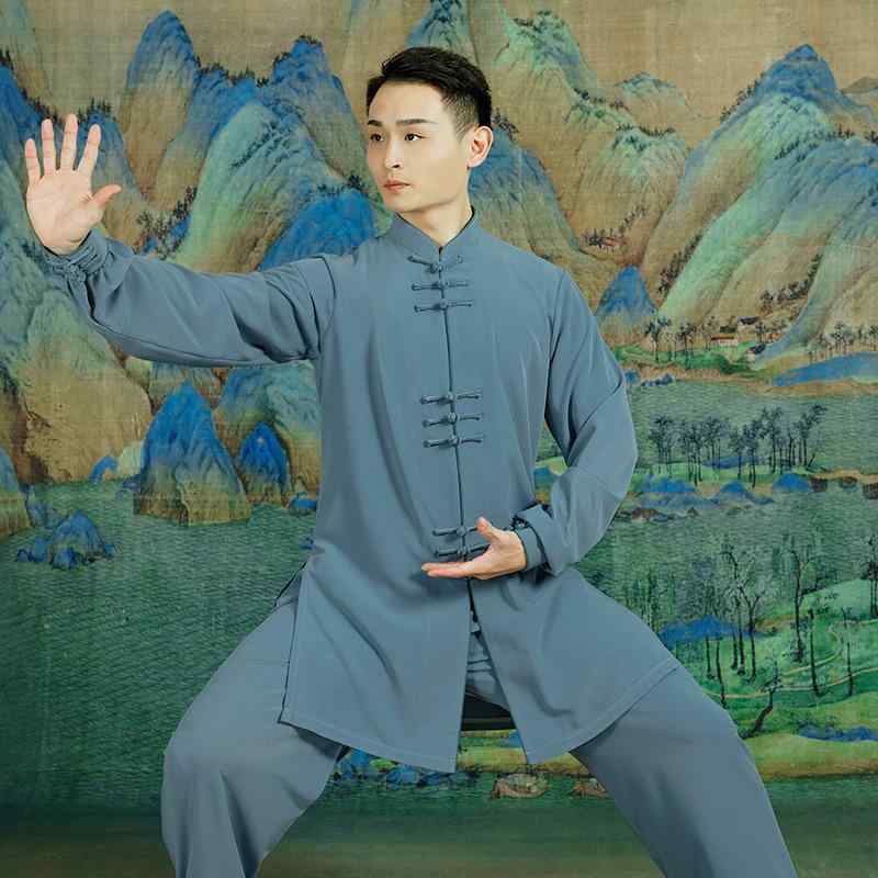 太極服 男女兼用 ユニセックス 武術 カンフー服 中国式 ポリエステル素材 軽量 通気性 吸汗速乾 ゆったり 快適 高級感 試合用 練習着 演武用 表演服 大人用 春夏(x2)